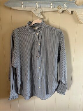 Marant Striped Blue Ruffle-Collar